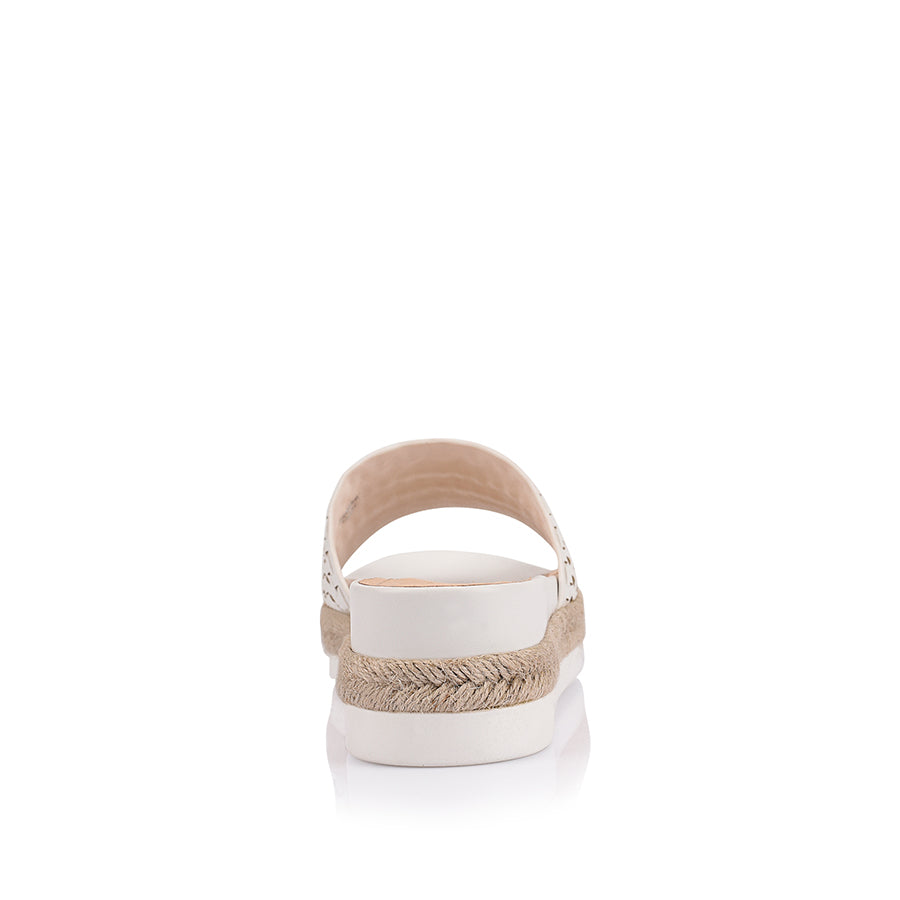 Women's platform footbed slide in white