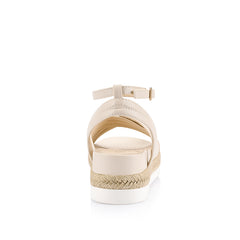 Women's low wedge sandal in bone nude with rope detailing