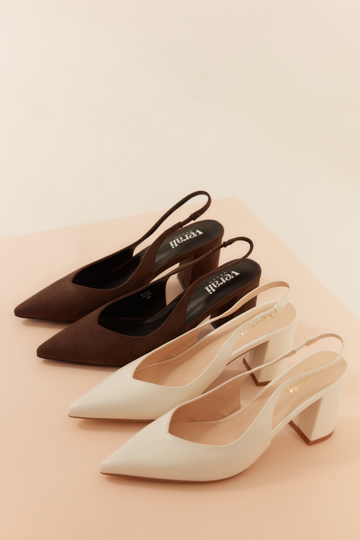 Elisha Slingback Block Heels - Chalk White