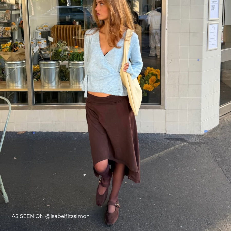 Europe Mary-Jane Flats - Chocolate Brown Micro