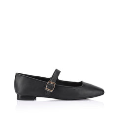 Women's block heel ballet flat with square toe and mary jane flat