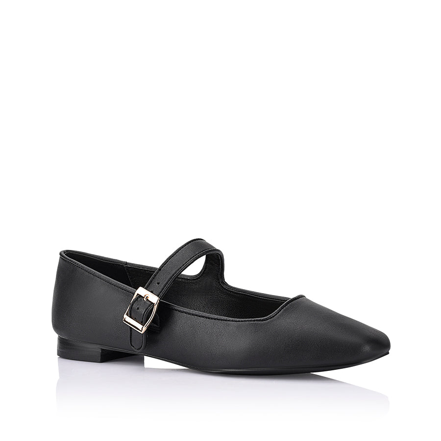 Women's block heel ballet flat with square toe and mary jane flat