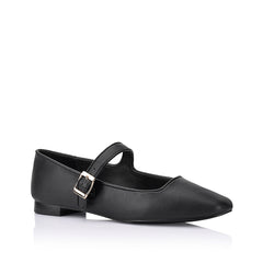 Women's block heel ballet flat with square toe and mary jane flat