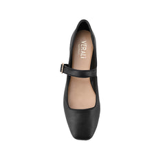 Women's block heel ballet flat with square toe and mary jane flat
