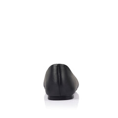 Black flat shoe with a square toe shape