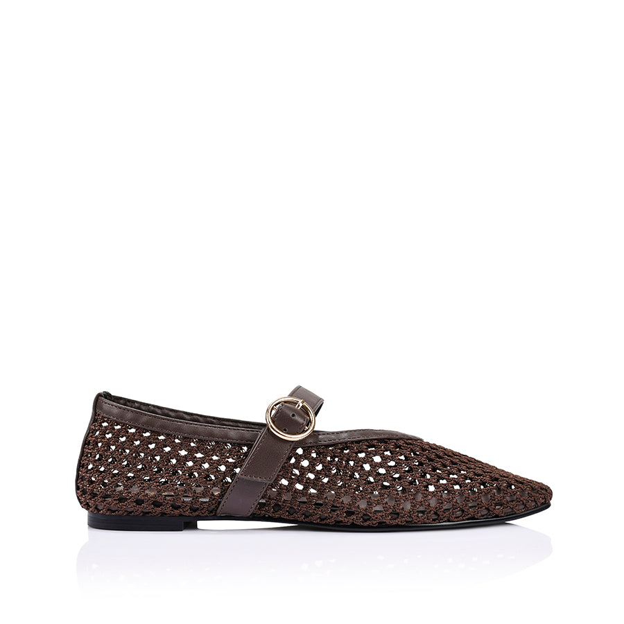Eunice Mary-Jane Flats - Chocolate Brown