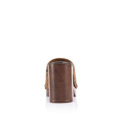 Chestnut micro clog heel with gold studs