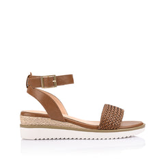 Women's tan and rope wedge 