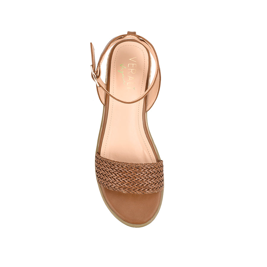 Women's tan and rope wedge 