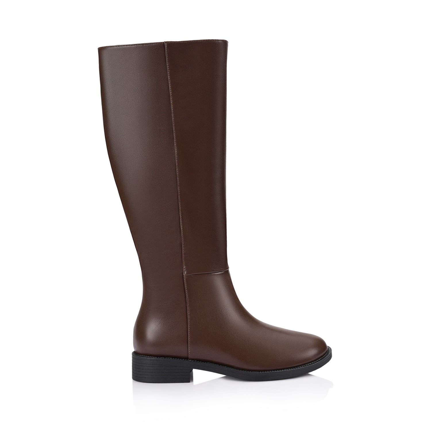 Womens chocolate brown flat knee high riding boot