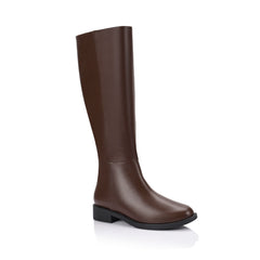 Womens chocolate brown flat knee high riding boot