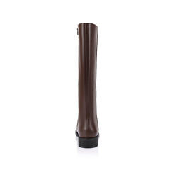 Womens chocolate brown flat knee high riding boot
