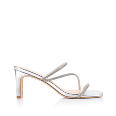 Silver high-heeled sandal with thin straps 