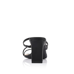 Women's black vegan strappy mule with thin block heel