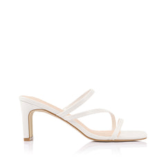 Women's chalk white block heel strappy mule