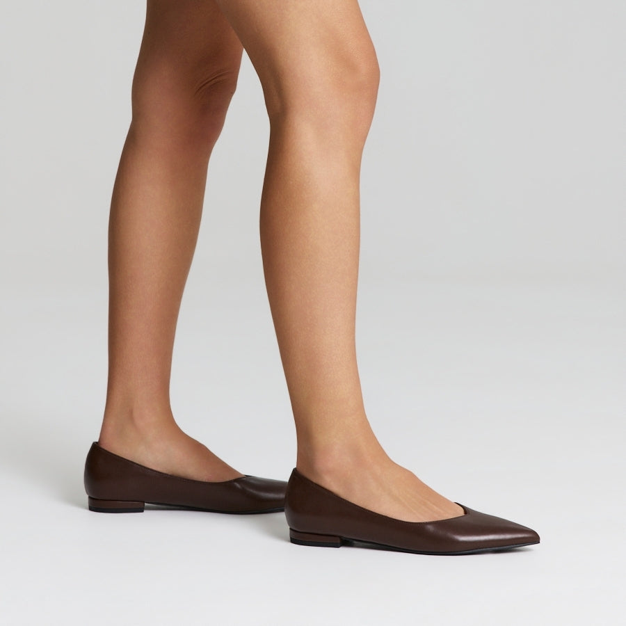 Hickory Point Toe Flats - Chocolate Brown