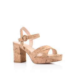 Women's cork block heel platform sandal 