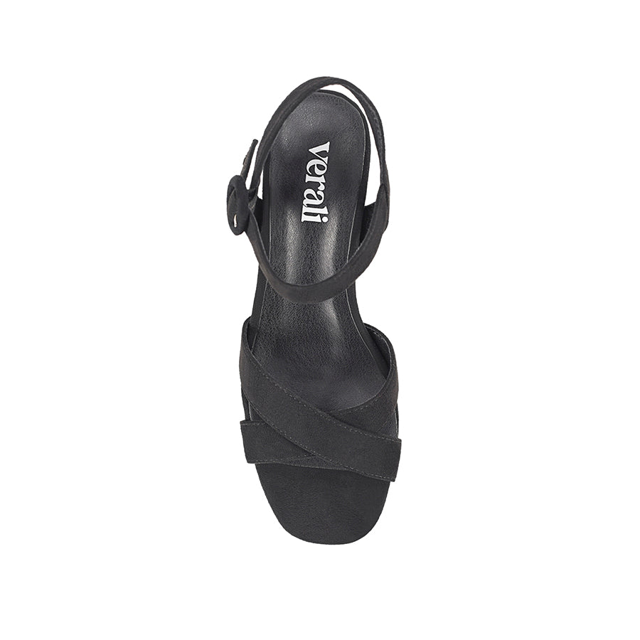 Black microsuede sandal platform heel