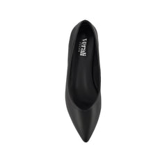 Women's black vegan ballet flats with pointed toe