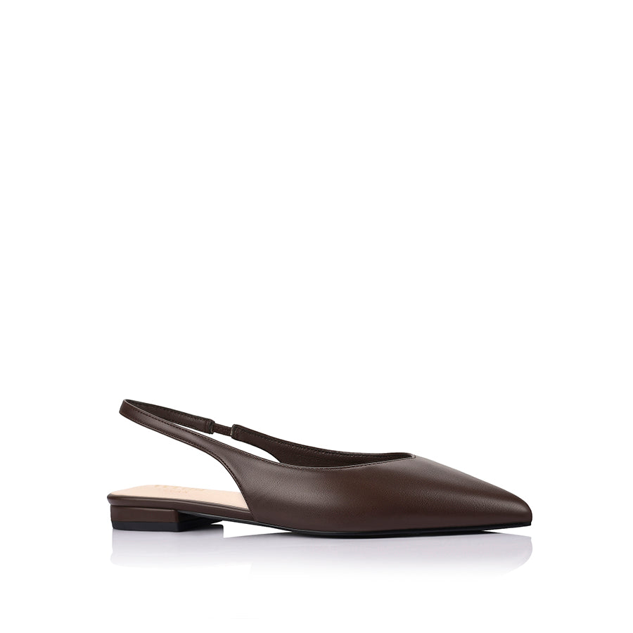 Hillary Slingback Flats - Chocolate Brown