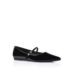 Women's black patent mary jane pointed toe ballet flat