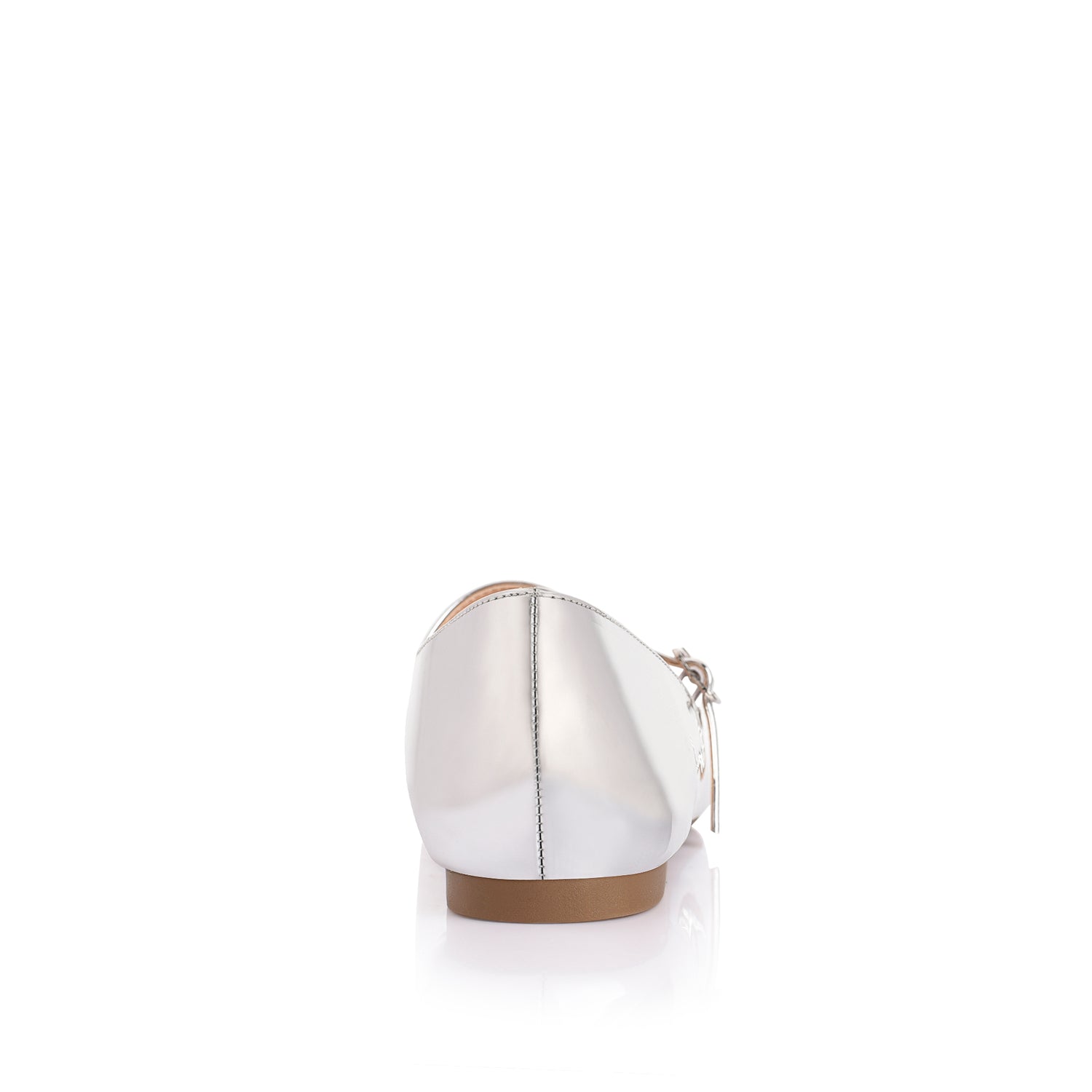 Women's silver mirror mary jane ballet flat with pointed toe