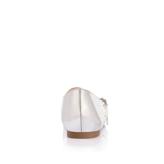 Women's silver mirror mary jane ballet flat with pointed toe