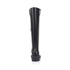 Black knee-high boot on a a chunky sole