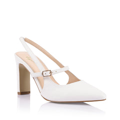 Women's slingback block heel with adjustable strap and pointed toe 