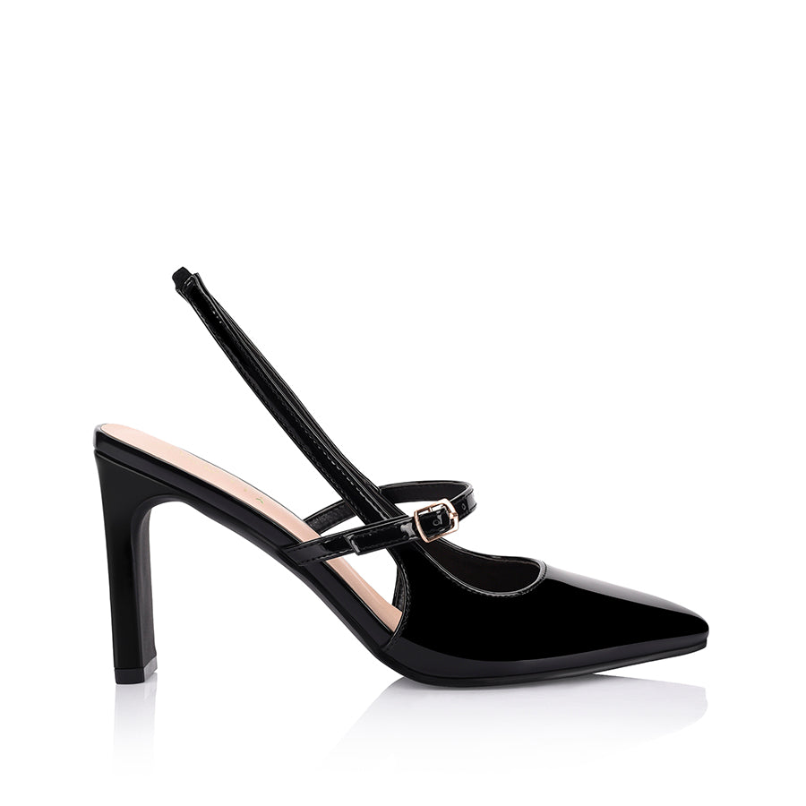 Women's black patent slingback high heel