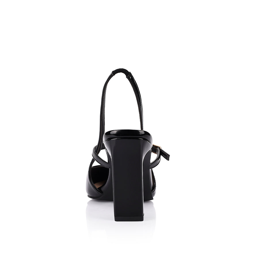 Women's black patent slingback high heel