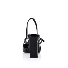 Women's black patent slingback high heel