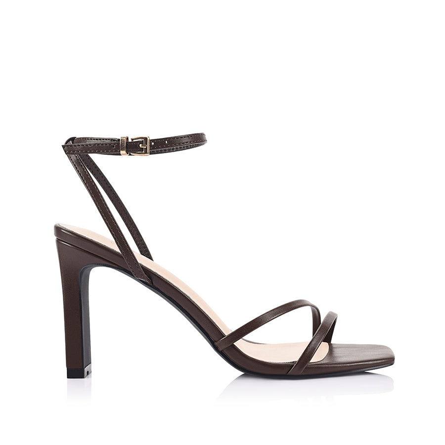 Kimmy Slim Strappy Heels - Chocolate Brown