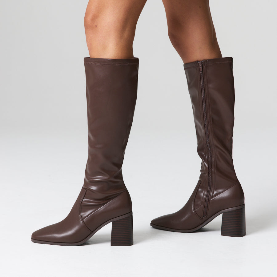 Liza Knee High Boots - Chocolate Brown