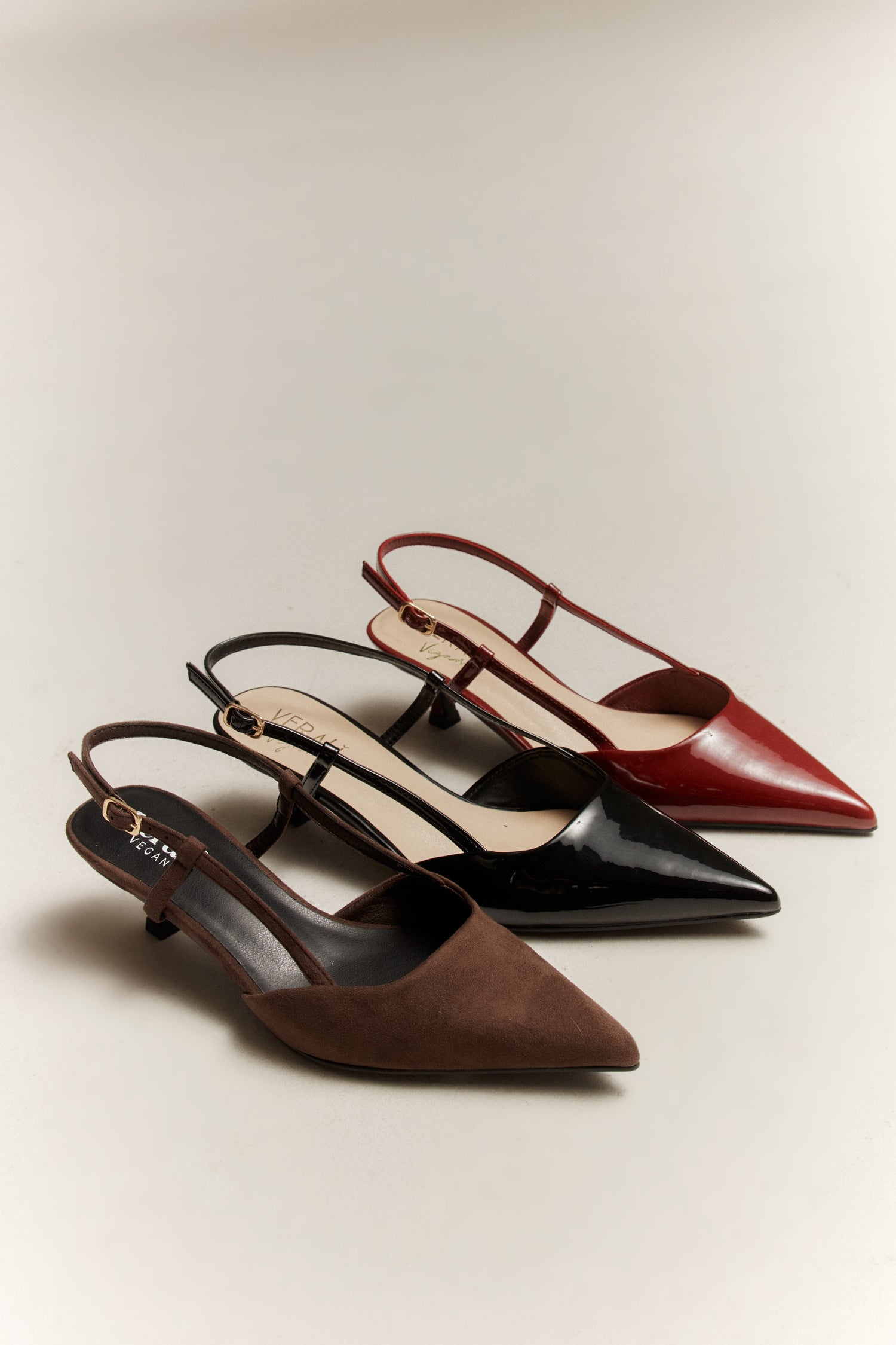 Lucas Slingback Kitten Heels - Chocolate Brown Micro