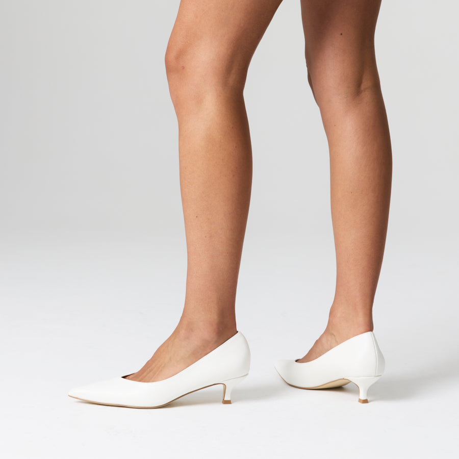 Lucy Kitten Heel Pumps - Chalk White
