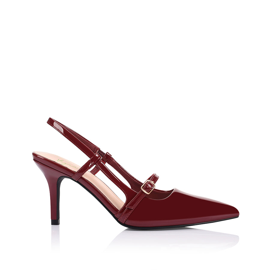 Leia Slingback Stilettos - Wine Patent