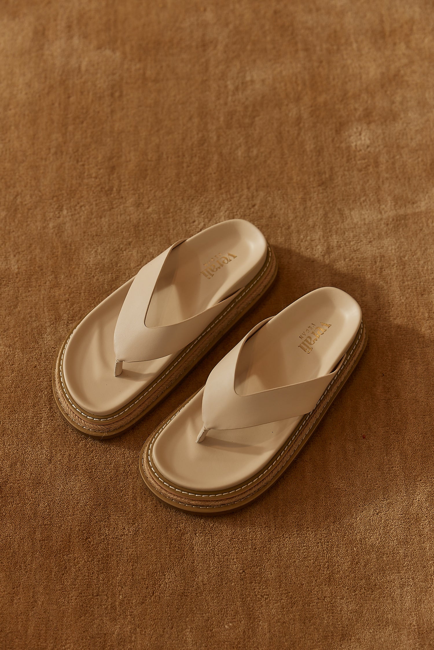 Theo Platform Thongs - Bone White