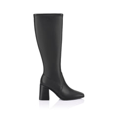 Black knee high boot with zip closure