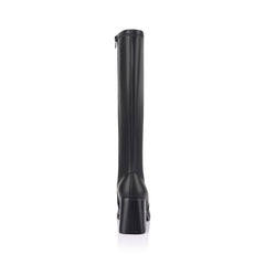 Black knee high boot with zip closure