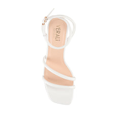 Women's white strappy block heel with stacked heel