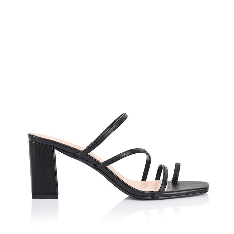 Nature Block Heel Mules - Black