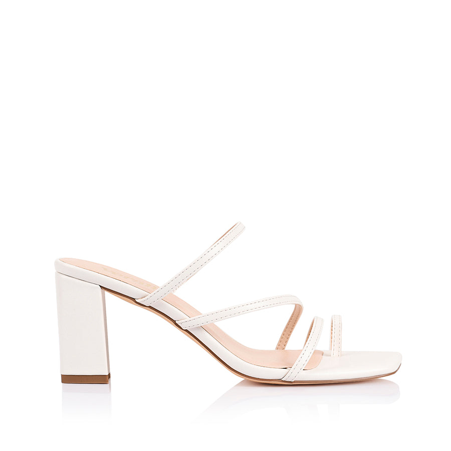 Nature Block Heel Mules - Chalk White