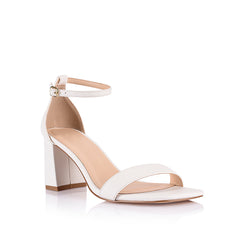 Women's white strappy block heel