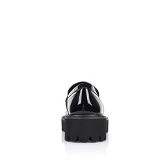 Women's chunky sole platform black patent loafer