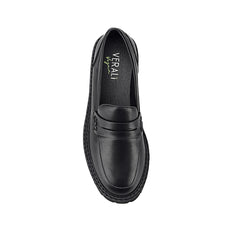 Women's chunky sole platform black loafer