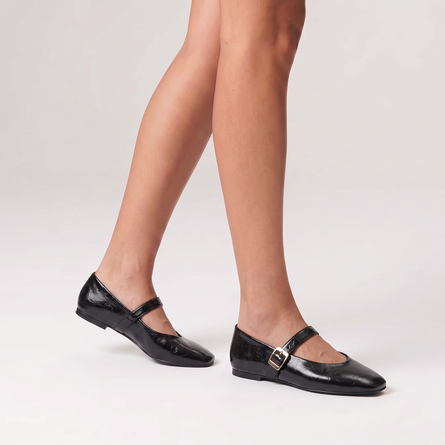 Alaska Mary-Jane Flats - Black Crinkle