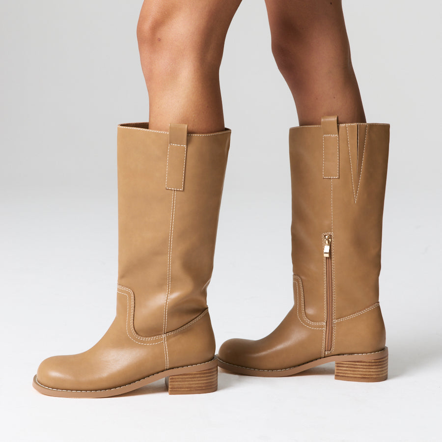 Rogue Knee High Boots - Camel Tan