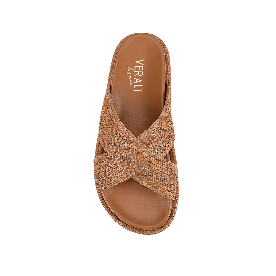 Roman Platform Slides - Tan Raffia