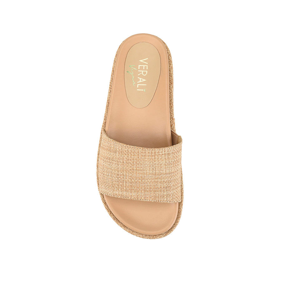 Women's natural raffia platform sandal slide footbed